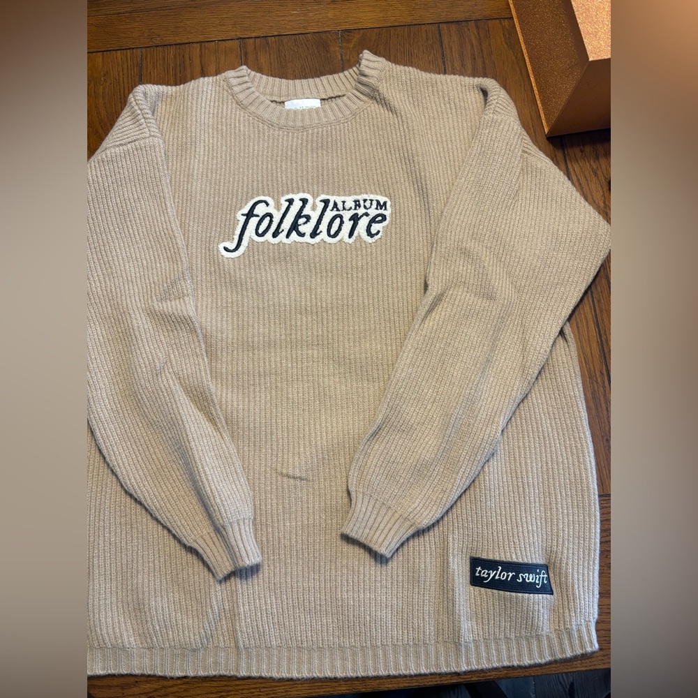 Taylor Swift Folklore Album Beige Sweater